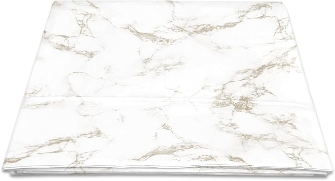 Pizuna Pure 100% Cotton Flat Sheets Only Full Carrara Marble Taupe (1 PC), Luxurious 400 Thread Count Long Staple Cotton Sateen with 4" Hem (Combed Full Flat Sheet Only Cotton) by Pizuna