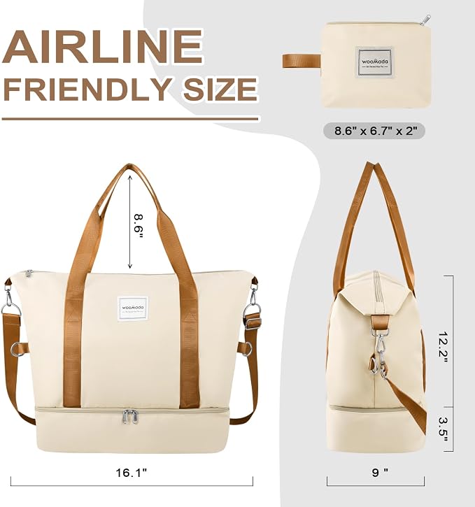 WOOMADA Weekender Bag for Women, Travel Duffel Bags with Shoe Compartment & Wet Pocket, Personal Item Bag for Airlines - Image 2