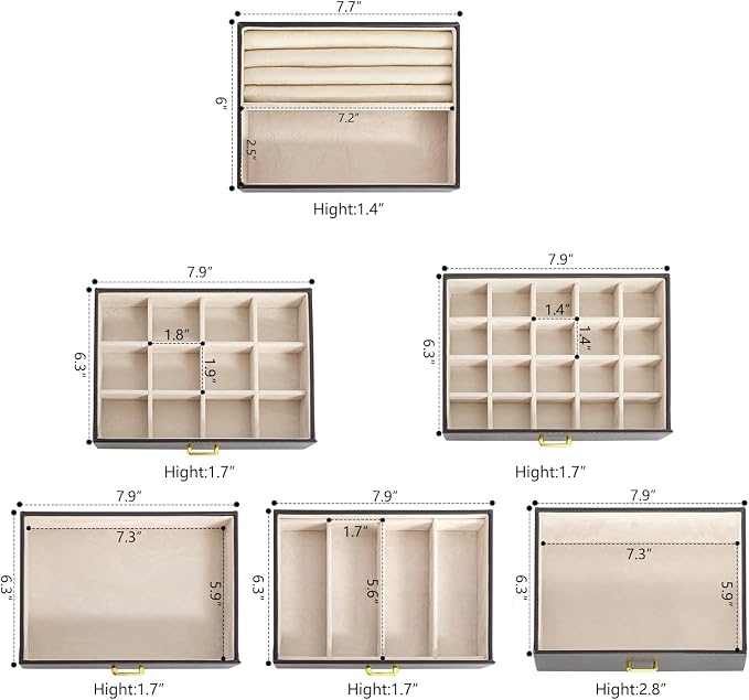 AKOZLIN 6-Tier Jewelry Box Organizer Functional 5 Drawers Leather Jewelry Storage Case for Women Girls Ring Necklace Earring Bracelet Holder Organizer with Mirror Extra Large Black - Image 6