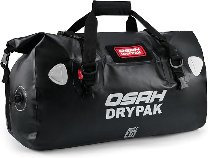 OSAH DRYPAK Waterproof Duffel Bag - Motorcycle Dry Bag Tail Bag with Large Storage Space, Waterproof Luggage Duffle Bags with Outer Mesh Zipper Pocket for Camping, Kayaking, Fishing & Traveling by OSAHDRYPAK