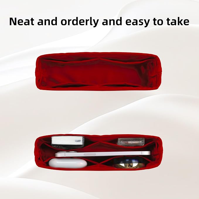 DGAZ Silk Purse Organizer Insert for Lady-Dior Bag(Wine Red，S) | Soft and Lightweight,Perfect Fit,Multi-pocket Storage,Bag Protector,Luxury Bag Care,Handmade,for Smooth Bag Organizer - Image 5