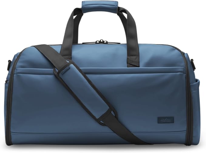 Halfday Convertible 2-in-1 Vegan Leather Premium Garment Duffel Weekender Bag 45L (Carry-on, Wrinkle-Free Travel, Hanging Suit Compartment, Shoe Pockets, Trolley Sleeve), Ocean by HalfdayTravel