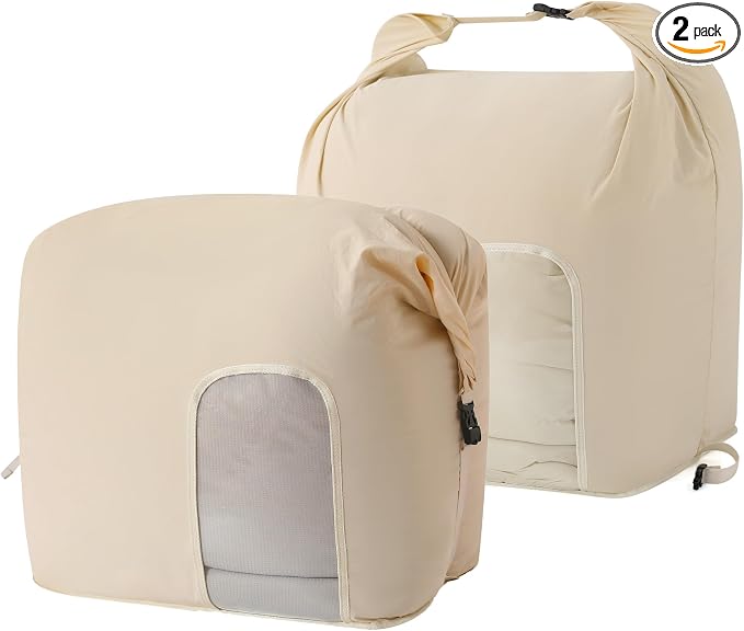 2-Pack Roll Top Comforter Storage Bag,Blanket Storage Bags | Taslon Fabric, Machine Washable, Moisture/Dust/Tear-Resistant. Self-Compression.Clear Window. for Home & Travel by Fivaran
