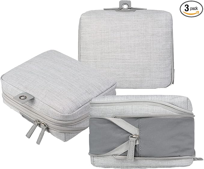 Nordace Travel Packing Organizers Set for Men and Women - 2x Packing Cubes & 1x Wash Pouch - Durable & Water Resistant (Light Gray) by NORDACE
