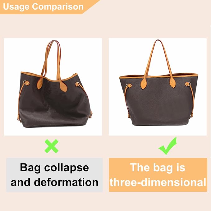 Doxo Purse Organizer Insert, Tote Bag Insert for LV Neverfull PM, C.oach City 30 and More, Ultra Lightweight Bag Organizer Insert with Zipper (Medium,Black-beige) - Image 3