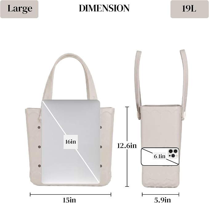 Rubber Beach Bag Waterproof Durable Large Tote Bag for Beach Sports Pool Swim Travel EVA Tote - Image 7