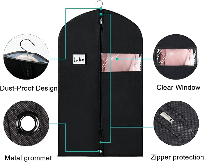 Univivi 16 Pack Suit Bags Garment Bag for Men Storage 40-inch Clothes Cover with Clear Window and ID Card Holder for Suit Jacket, Skirt, Shirt and Coat - Image 3