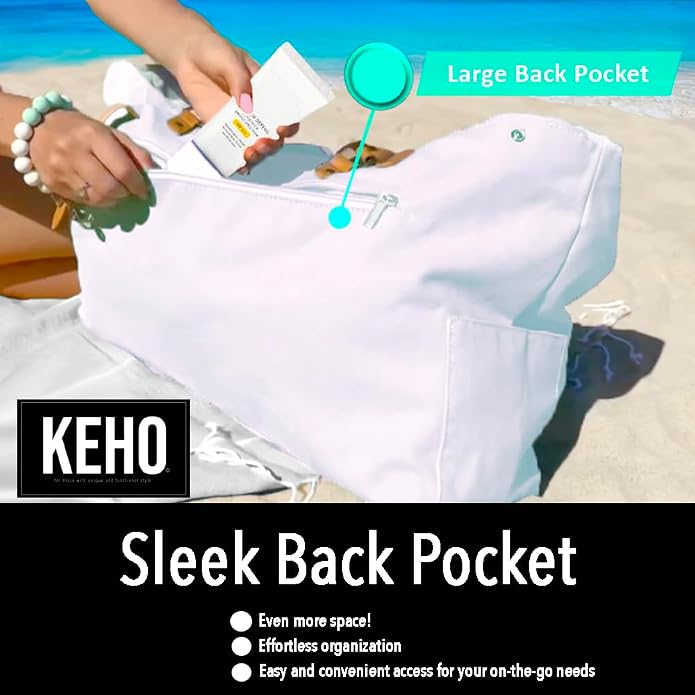 Keho Waterproof Beach Bag with Pockets For Women (Sandproof) - Image 6