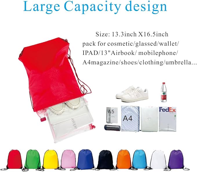 Drawstring Backpack Bulk 30 Packs Draw String Backpack Bags DIY Gym Sports Traveling Trip ride Pedestrianism Yoga Cinch Bag Sackpack Drawstring (pink) - Image 4