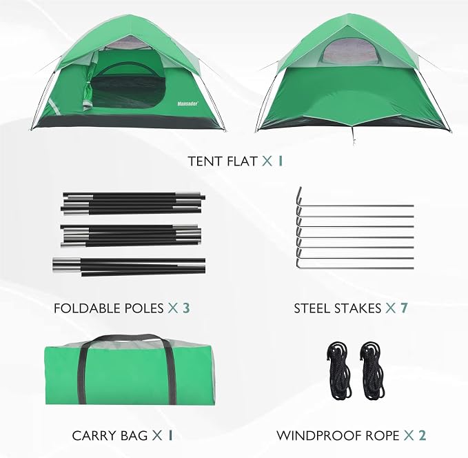 Camping Tent, Waterproof 2/3/4 Person Tents for Camping, Lightweight Easy Set Up Outdoor Hiking Tent Backpacking Tent with Carry Bag, Backpack Tent Suit for Family Beach Hiking Travel - Image 7