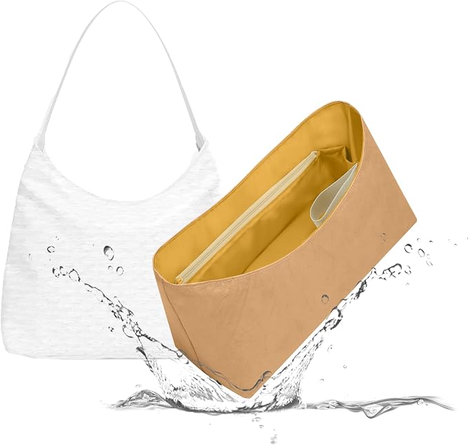 Lightweight Bag Insert, Waterproof Surface and Silky Satin Interior, Fits Geyard Bohème Hobo (Yellow, With Zipper and Bottle Holder) | Bottle Holder and Side Zip, Smooth Satin Interior, Easy-Care Outer Surface, Multiple Color Options, Structured Yet Fl... by 19NeatThin