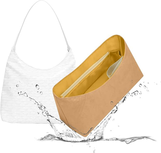 Lightweight Bag Insert, Waterproof Surface and Silky Satin Interior, Fits Geyard Bohème Hobo (Yellow, With Zipper and Bottle Holder) | Bottle Holder and Side Zip, Smooth Satin Interior, Easy-Care Outer Surface, Multiple Color Options, Structured Yet Fl... by 19NeatThin