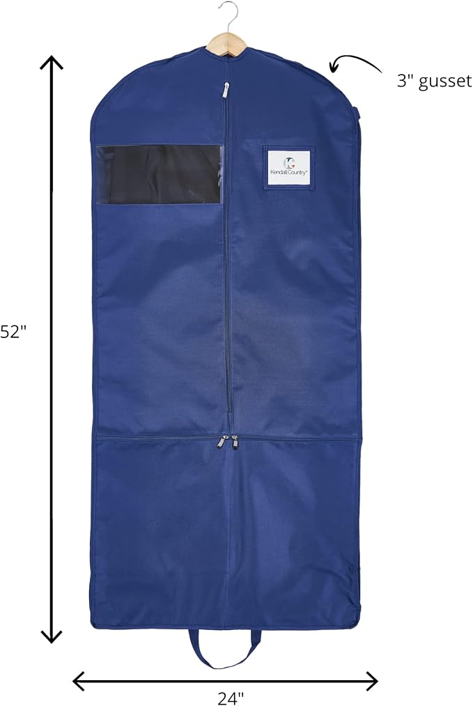 Waterproof Hanging Garment Bag 52 inch Deluxe Clothes Bag with Gusset, 4 Pockets & Side Zip for Dance Costumes, Sports, Skating, Theatre, Beauty Pageants & More by Kendall Country (Midnight) - Image 4