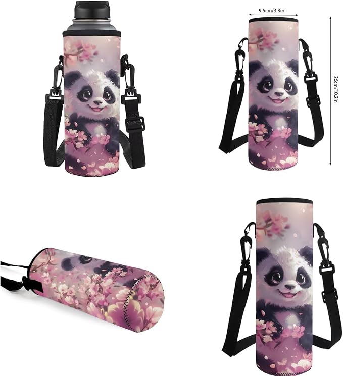 Cherry Blossom Panda Backpack for Girls Kids Backpack with Lunch Box Water Bottle Carrier and Aesthetic Pencil Case 4PCS Set Bookbag with Compartments for School 17 inch Large Cute School Bag - Image 7