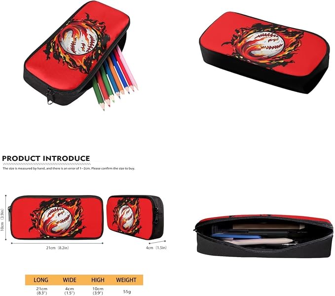 Fire Baseball Backpack for School Boys Backpack with Lunch Box Water Bottle Bag and Soft Pencil Case 4PCS Set Lightweight Bookbag with Front Pocket 17 inch Large Capacity Elementary School Bag - Image 5
