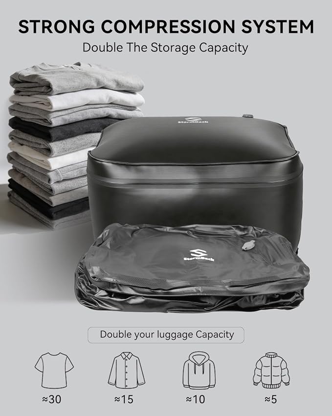 41L Travel Vacuum Bags with Pump, 180° Open,Compression Bags for Travel Luggage, Reusable IP67 Waterproof Vacuum Seal Packing Cubes for Carry On Suitcase and Backpack (3PC + Pump) - Image 2