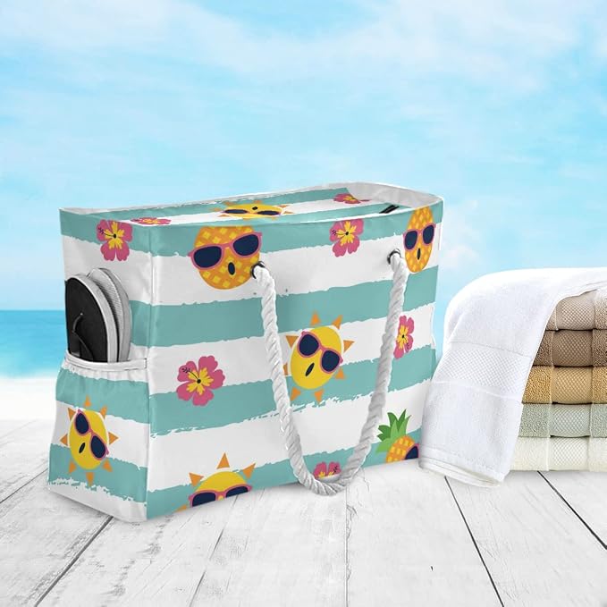 senya Large Beach Shoulder Bags Canvas Tote Water Resistant for Gym Travel Daily - Image 2