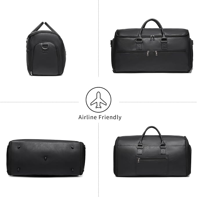 seyfocnia Carry On Garment Bag for Travel, Convertible Travel Garment Bag for Men Women, 2 in 1 Hanging Suitcase Suit Business Travel Bag, Black - Image 7
