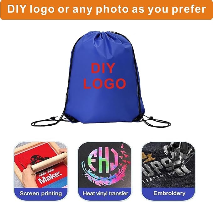 Drawstring Backpack Bulk 50 Packs Draw String Backpack Bags DIY Gym Sports Traveling Trip ride Pedestrianism Yoga Cinch Bag Sackpack Drawstring (royal blue) - Image 6