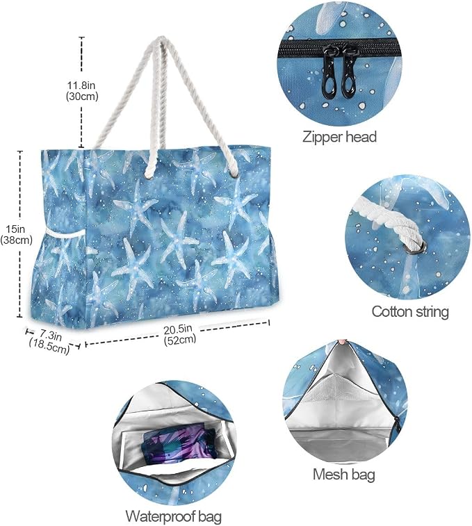 senya Large Beach Bags Totes Swim Canvas Tote Shoulder Bag Water Resistant Bags for Gym Travel Daily - Image 5