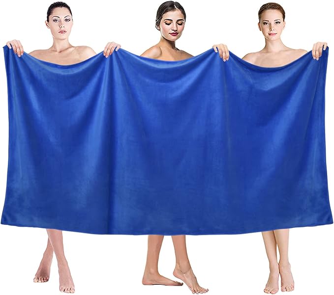 JML Microfiber Bath Sheet Towels, 2 Pack, 35" x 70", Dark Blue | Extra Large, Hanging Loop, Soft, Super Absorbent, Fast Drying for Shower Sauna Yoga Salon Hotel - Image 3