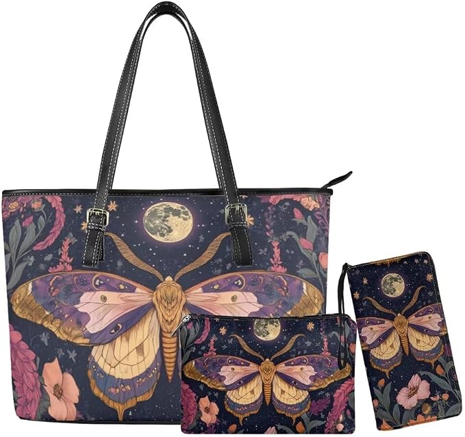 Women Purse Handbags Wallet Sets Leather Shoulder Tote Bag for Women,Top Handle Purse with Wrist Wallet Bag by Unknown