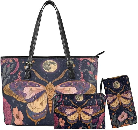 Women Purse Handbags Wallet Sets Leather Shoulder Tote Bag for Women,Top Handle Purse with Wrist Wallet Bag by Unknown