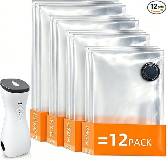 Rechargeable Air Pump Storage Bags 12Pack Travel Compression Bags by Unknown