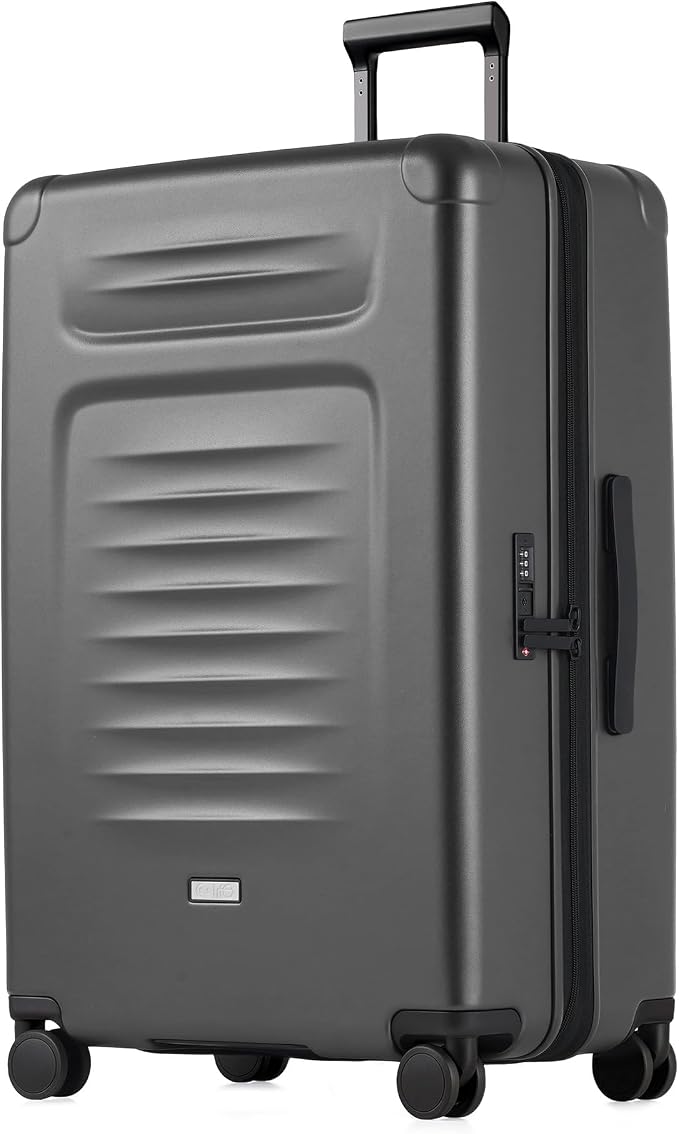 Coolife Checked Suitcases Luggage: Large Travel Luggage with Spinner Wheels Expandable Hardside Suitcases with TSA Lock,29 Inch Grey by COOLIFE