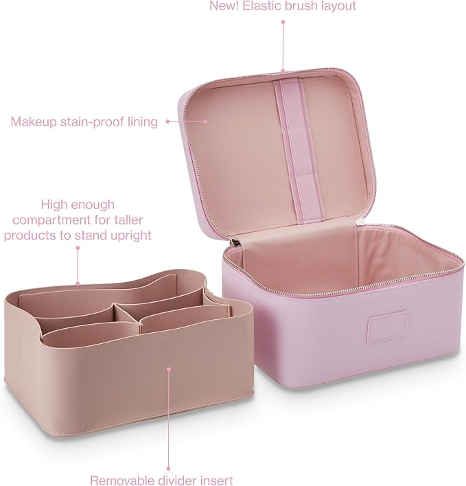 ETOILE - Vanity Case Lavender Pink - Stylish Travel Makeup Bag Organizer with Dividers - Image 5