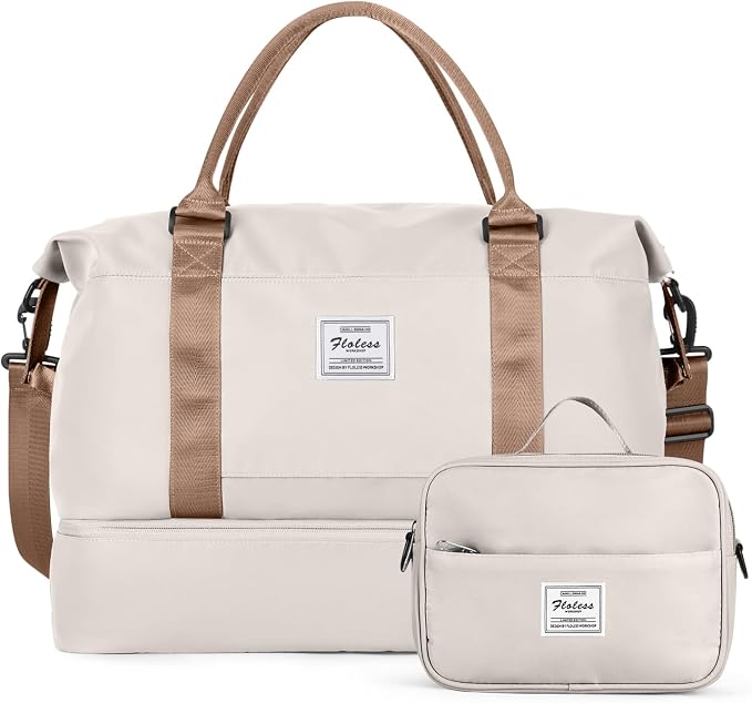 Travel Duffel Bag with Shoes Compartment,Weekender Bags for Women Travel | Overnight Carry-On Bag with Toiletry Bag & Wet Pocket & Trolley Sleeve,Extra Large by HYC00