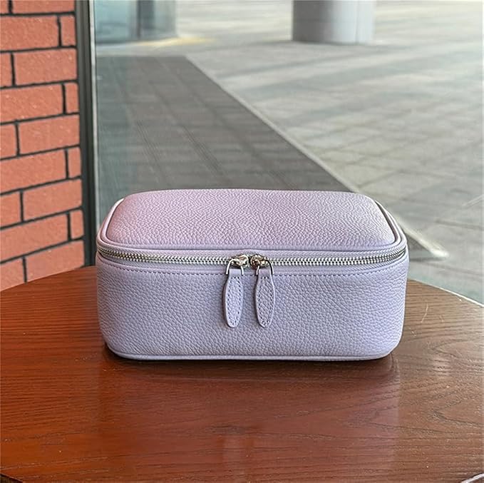 Luxury Genuine Cowhide Leather Cosmetic Organizer Bag – Large Capacity Makeup & Toiletry Travel Case with Compartment, Brush Holder for Women and Men - Image 5
