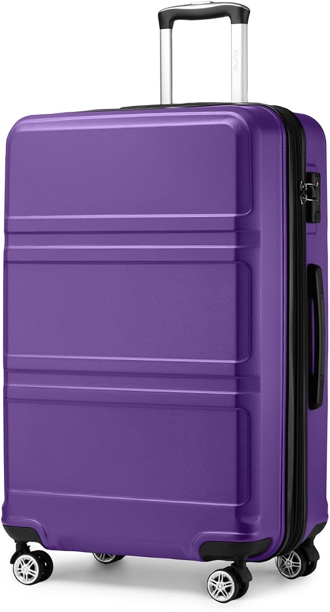 Kono 28 Inch Luggage Expandable Suitcase with Spinner Wheels TSA Lock | Lightweight PC+ABS Hardside Large Checked Luggage Durable Rolling Suitcase Purple by Kono