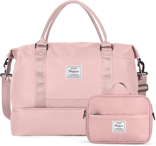 Travel Duffel Bag with Shoes Compartment,Weekender Bags for Women Travel | Overnight Carry-On Bag with Toiletry Bag & Wet Pocket & Trolley Sleeve,Extra Large by HYC00