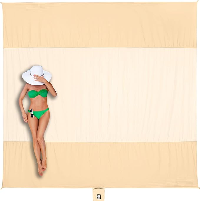 WEKAPO Beach Blanket Sandproof Waterproof, Extra Large Beach Mat, Oversized & Compact Sand Free, Quick Drying Beach Essentials for Vacation, Cruise, Picnic & Camping with Stakes by Wekapo