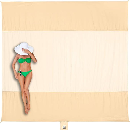 WEKAPO Beach Blanket Sandproof Waterproof, Extra Large Beach Mat, Oversized & Compact Sand Free, Quick Drying Beach Essentials for Vacation, Cruise, Picnic & Camping with Stakes by Wekapo