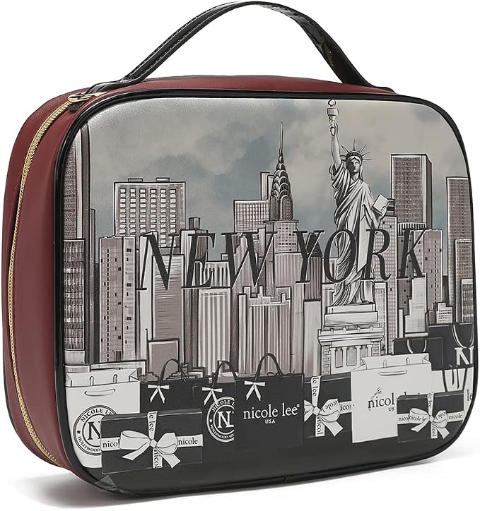 Nicole Lee Travel Handbag Crossbody Set with 3 Fashion Print Makeup Pouches, Women's Cosmetic Toiletry Organizer (Success in New York) - Image 5
