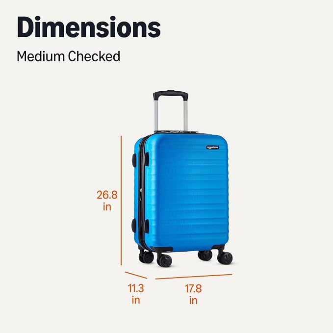 Amazon Basics 26" Hardside Medium Checked Luggage, Expandable For Up to 15% More Space, With Scratch-Resistant Surface, Four Multi-directional Wheels, Light Blue - Image 6