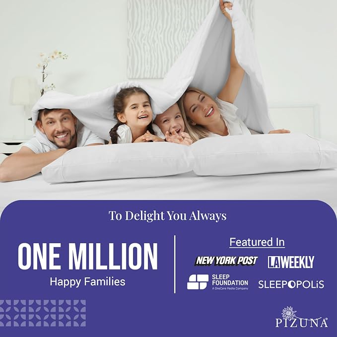 Pizuna Pure 100% Luxury Cotton Queen Size Pillow Case White, 1000 Thread Count 100% Long Staple Cotton Sateen Pillowcase, Pillow Covers with Stylish 4" Hem (Combed Cotton Pillowcase) - Image 3