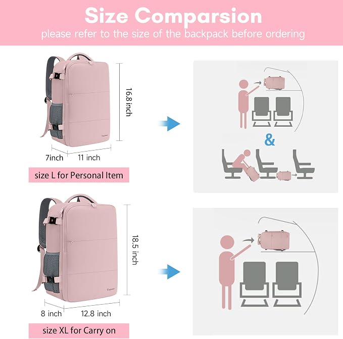 Taygeer Travel Backpack for Women, TSA Carry On Backpack Flight Approved | 15.6inch Laptop Mochila with Water Bottle Pocket & Shoe Pouch, Nurse Bag Casual Daypack for Weekender Business Hiking, Pink - Image 6