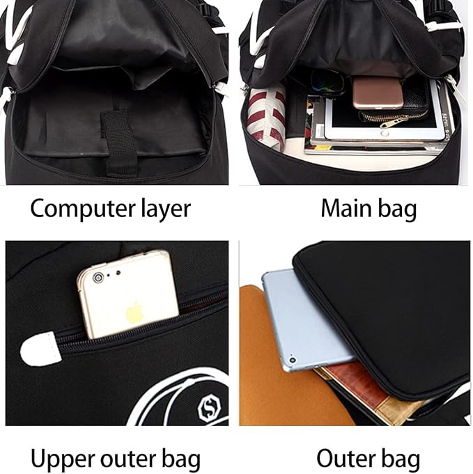 Asge Large 3 Piece Backpack Set - Boys & Girls Teenage Reflective Waterproof School Satchel for Travel & Outdoor - Image 4