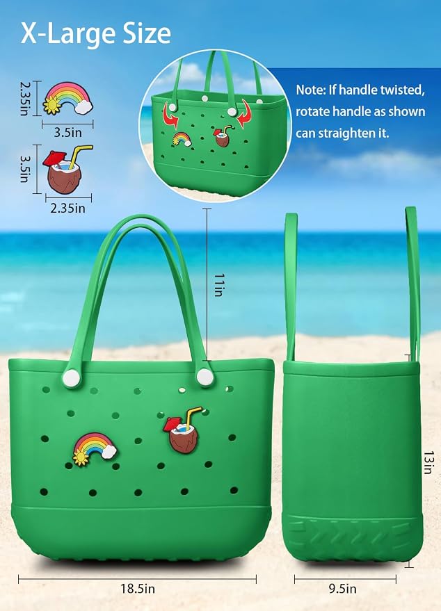 Baonat Beach Bag Rubber Tote Bag - Waterproof Travel Bag for Women Washable Tote Bag Handbag for Sports Beach Market Pool - Image 4