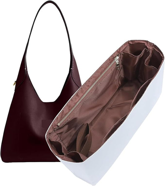 Dupont Paper Purse Organizer Insert, Coach Brooklyn 39 Bag Insert, Lightweight Water-Resistant Tote Bag Organizer Inner Shaper with 9 Pockets, Cup Holder & YKK Zipper by OAIKOR