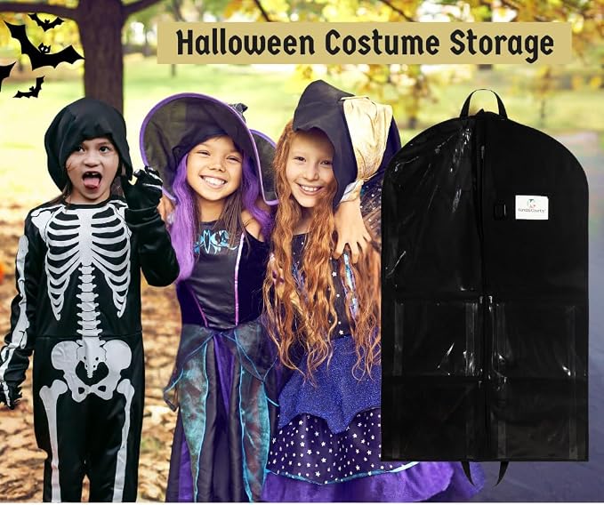 Waterproof Hanging Garment Bag 40 inch, Pockets & Side Zip for Clothes, Dance Costumes, Sports, Skating, Theatre, Pageants (Raven) - Image 5