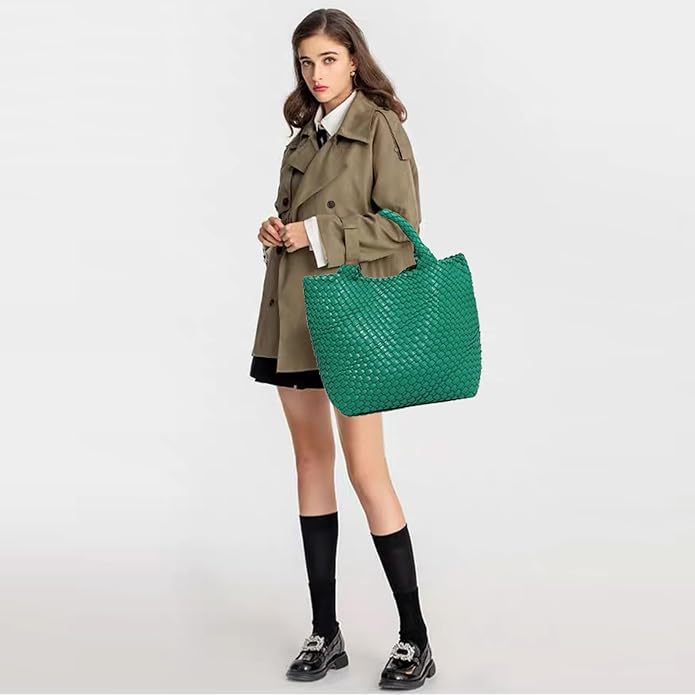 JINMANXUE Fashion Woven Bag Shopper Bag Travel Handbags and Purses Women Tote Bag Large Capacity Shoulder Bags - Image 6
