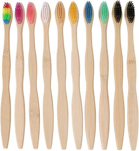 10 Pcs Fiber Toothbrushes Soft Bristles Eco-Friendly Personal Care Bulk for Adults Travel Portable Oral Hygiene