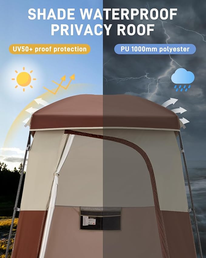 KingCamp Shower Tent, Portable Privacy Tent Outdoor Camping 1/2 Room Toilet Tents with Shower Bag & Dressing Room for Beach, Camping & Hiking - Image 5