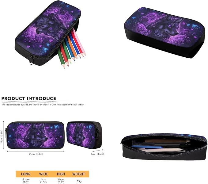 Black Wolf Girls Backpack with Lunch Box Large Capacity Kids Bookbag with Pencil Case Adjustable Lightweight School Bag for Kindergarten, Elementary & Middle School - Image 5