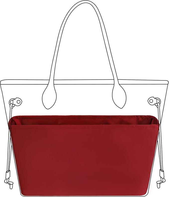DGAZ Purse Organizer Insert Fits Neverfullbag BB/PM/MM/GM，Silk Bag Organizer，Luxury Handbag & Tote Shaper(Wine Red,BB) by DGAZ