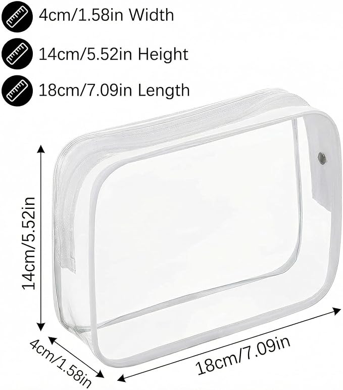 100 Pcs Clear Makeup Bags Bulk Graduation/Dad Gifts Bag Tsa Approved Toiletry Bag for Travel Transparent Cosmetic Bag Waterproof Travel Small Pouches with Zipper for Men and Women (White) - Image 3